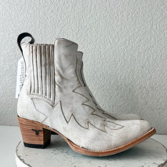 Lane CHELSEA Womens Cowboy Bootie 10 Western White Short Ankle Cowgirl Boots - Picture 2 of 11